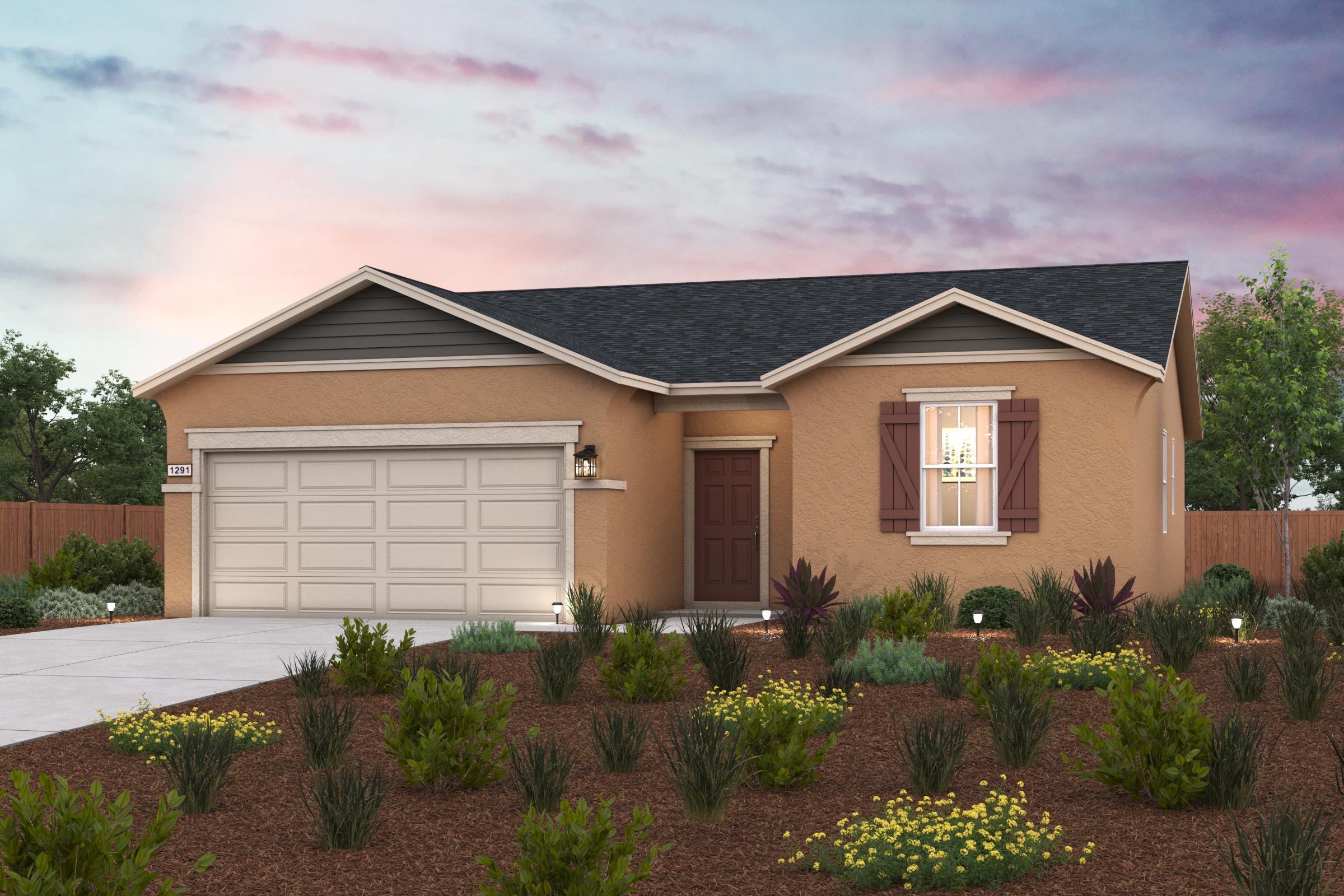 A house with a garage and a driveway.