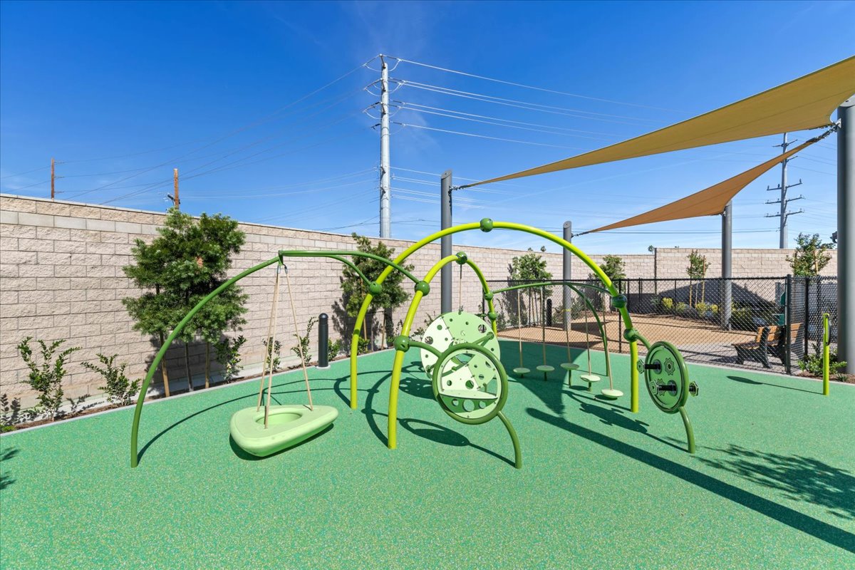 A playground with a slide.