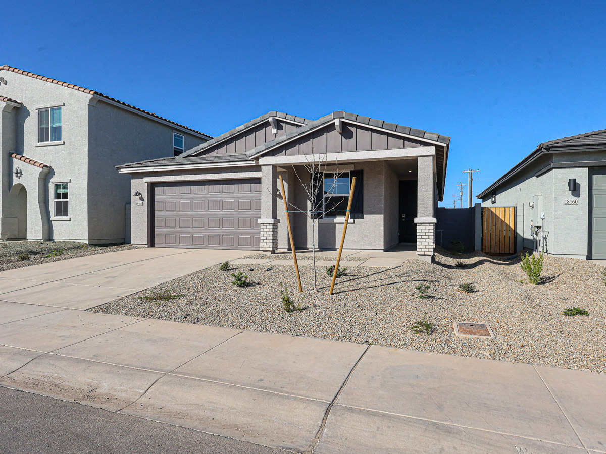 A house with a garage.