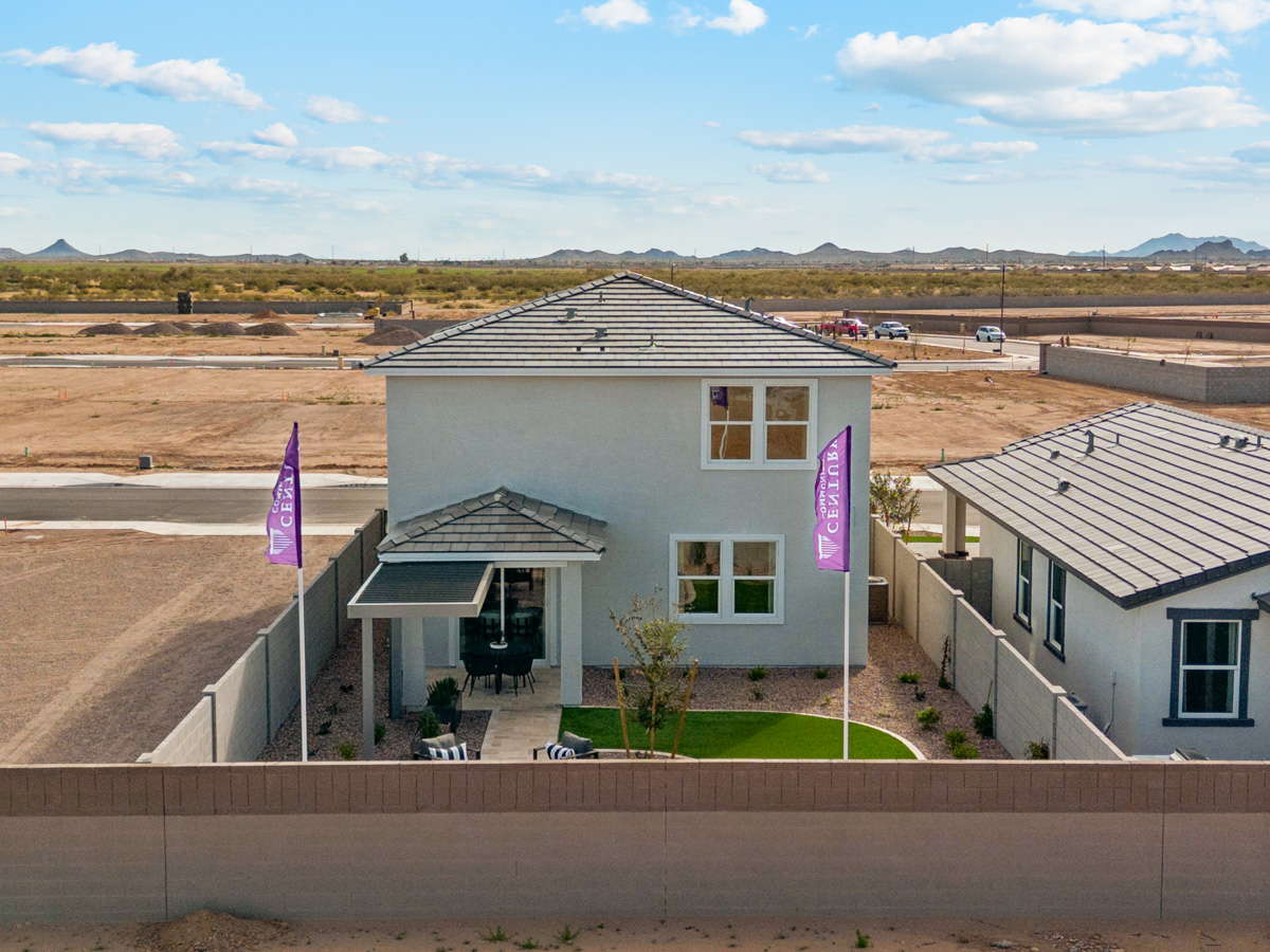 A building with a flag in front of it.