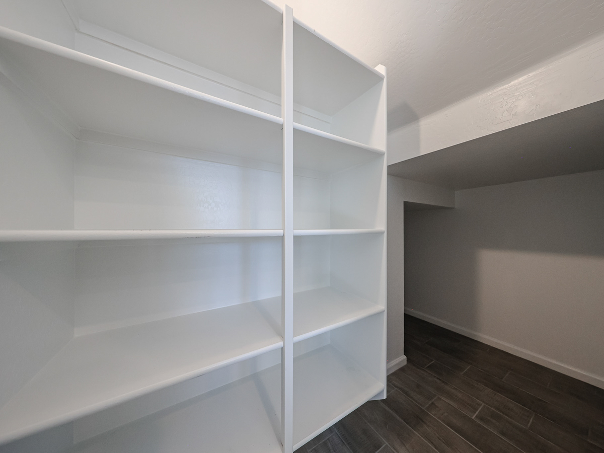 A white shelf with white shelves.