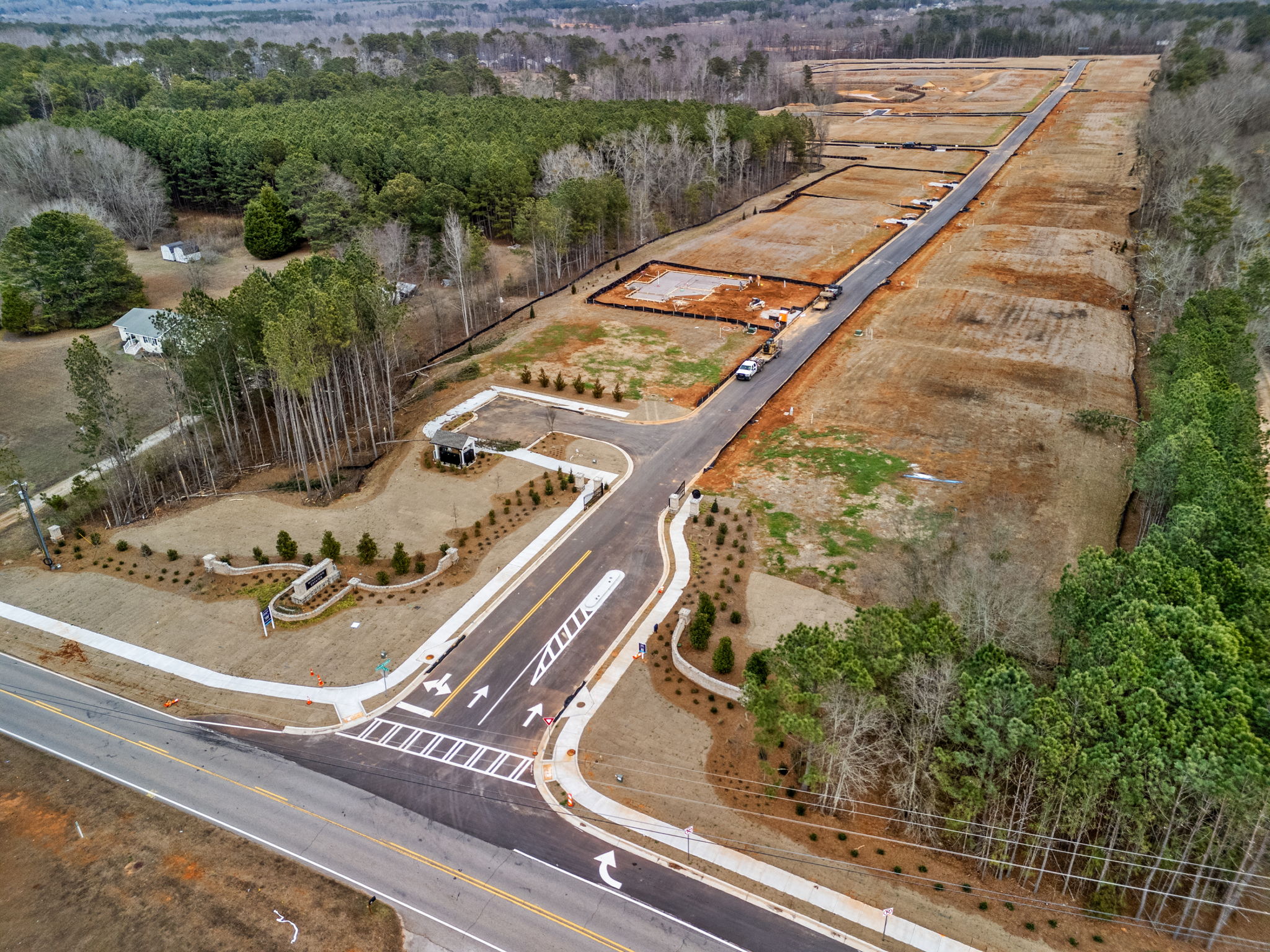 A highway with a bridge over it.