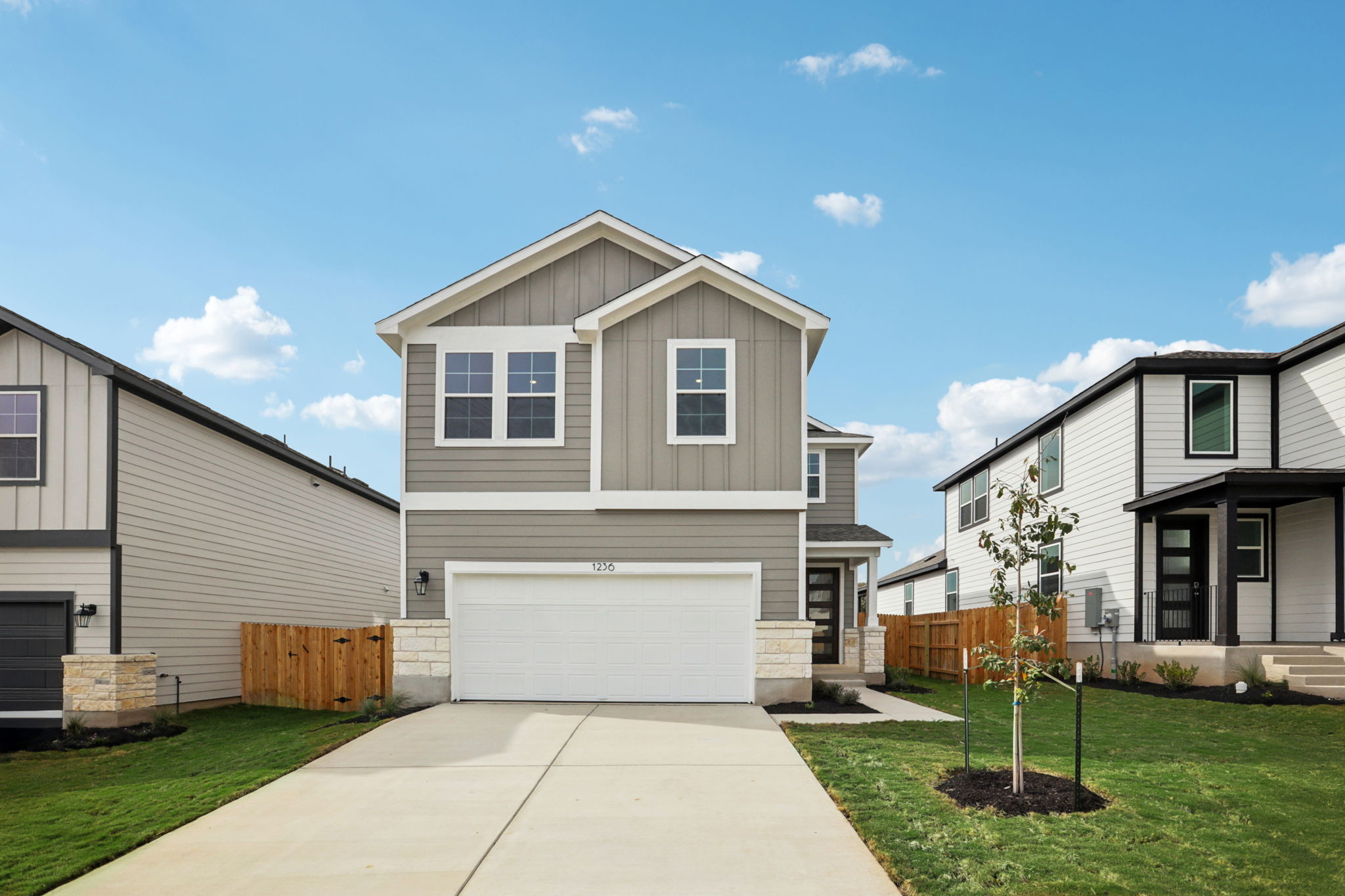 A house with a garage.