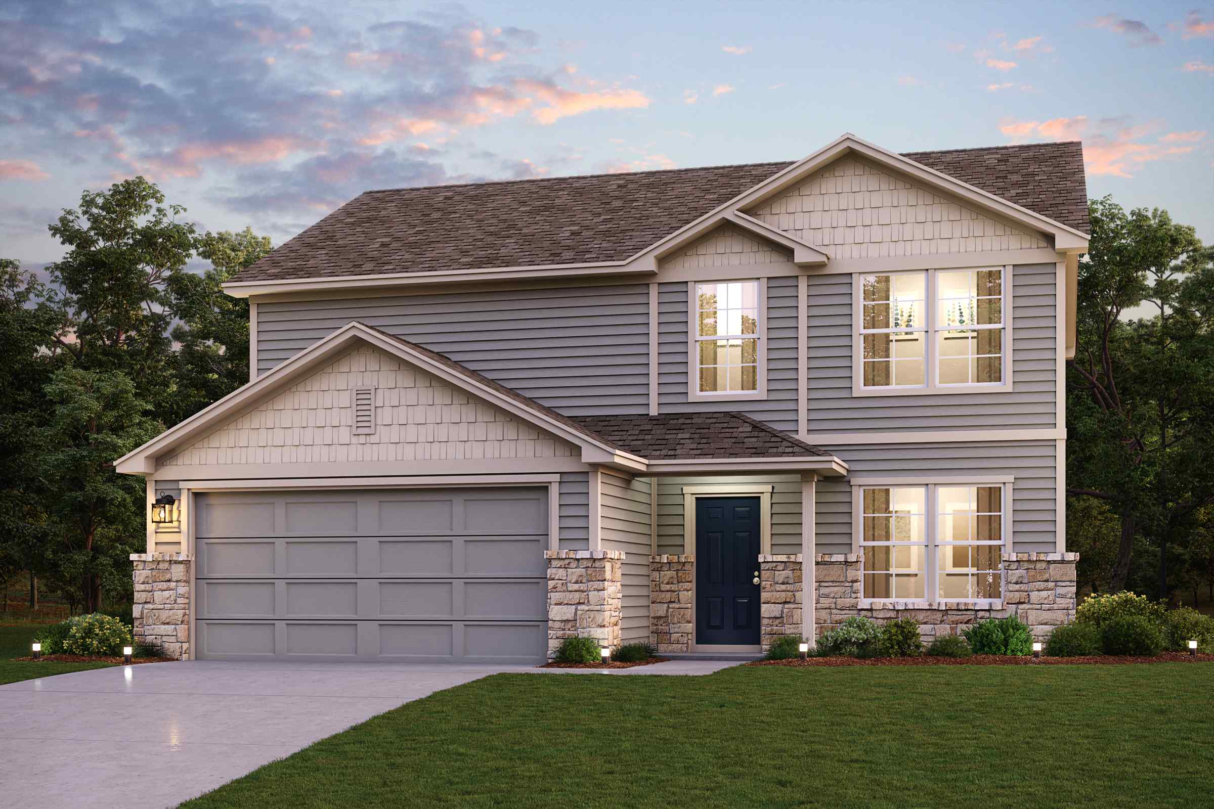 A house with a garage.