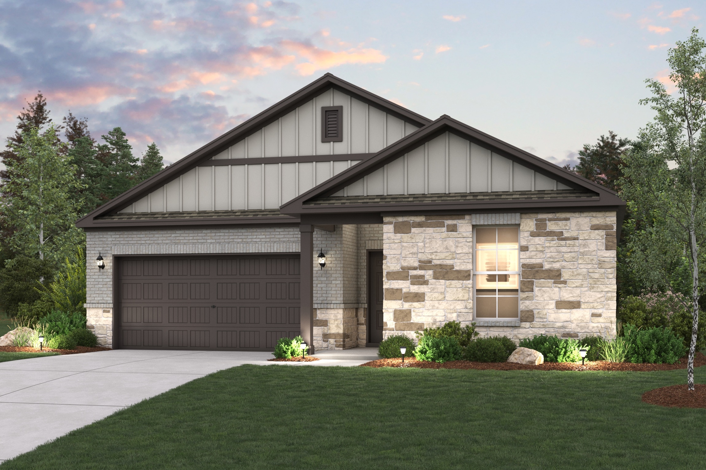 A house with a garage.