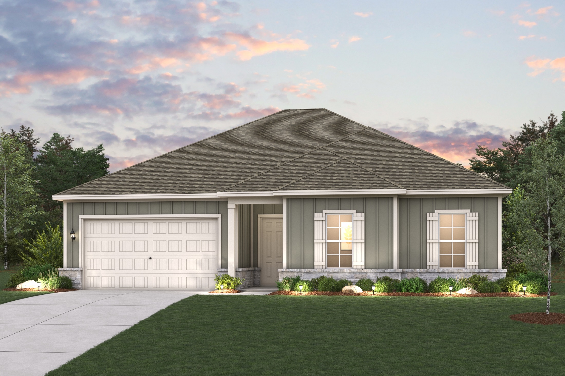 A house with a garage.