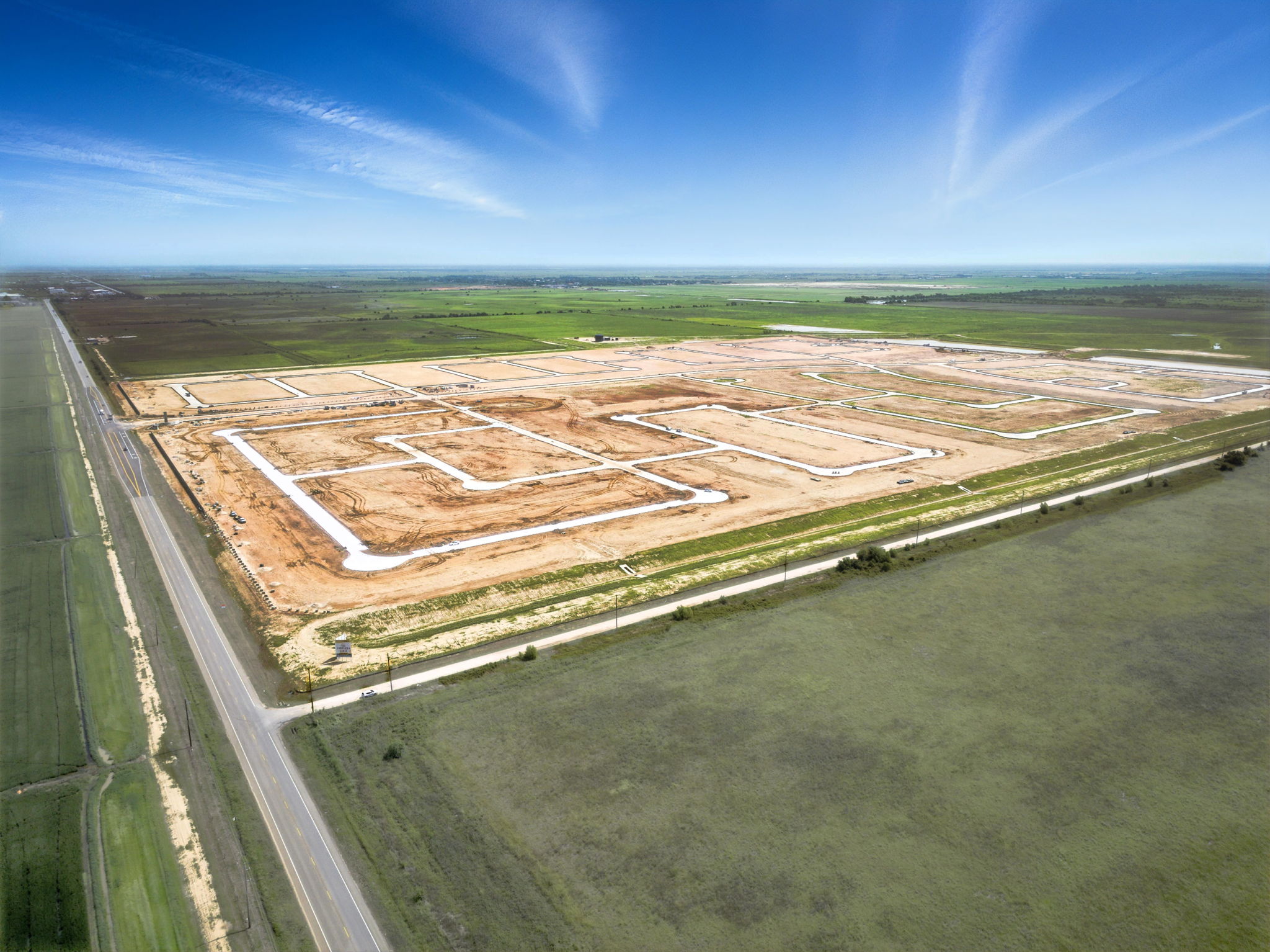 An aerial view of a large area.
