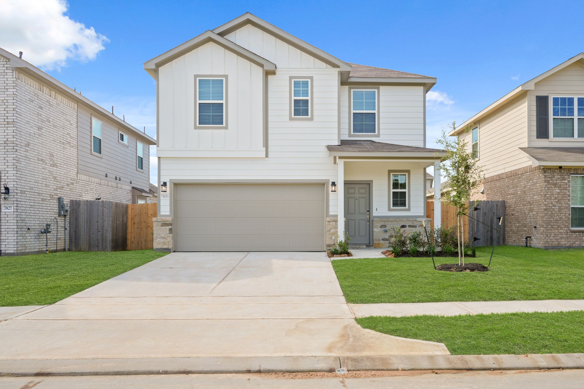 A house with a driveway.