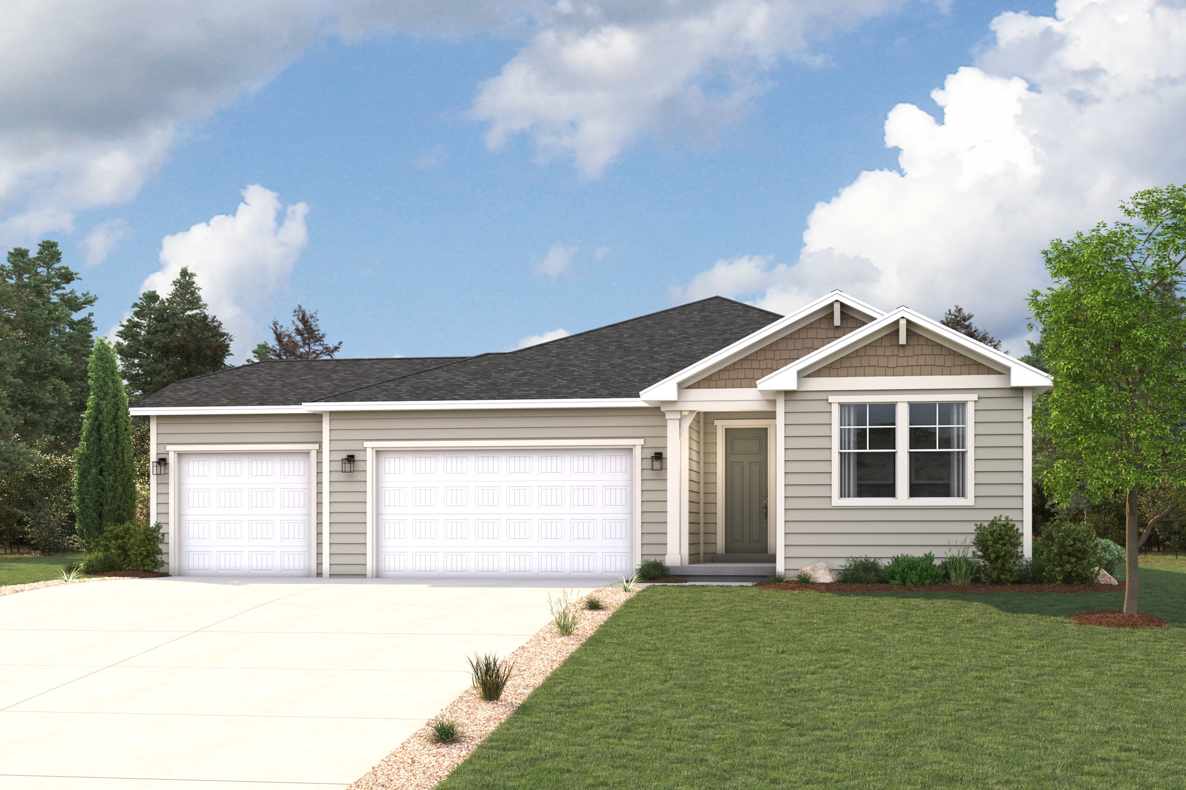 A house with a garage.