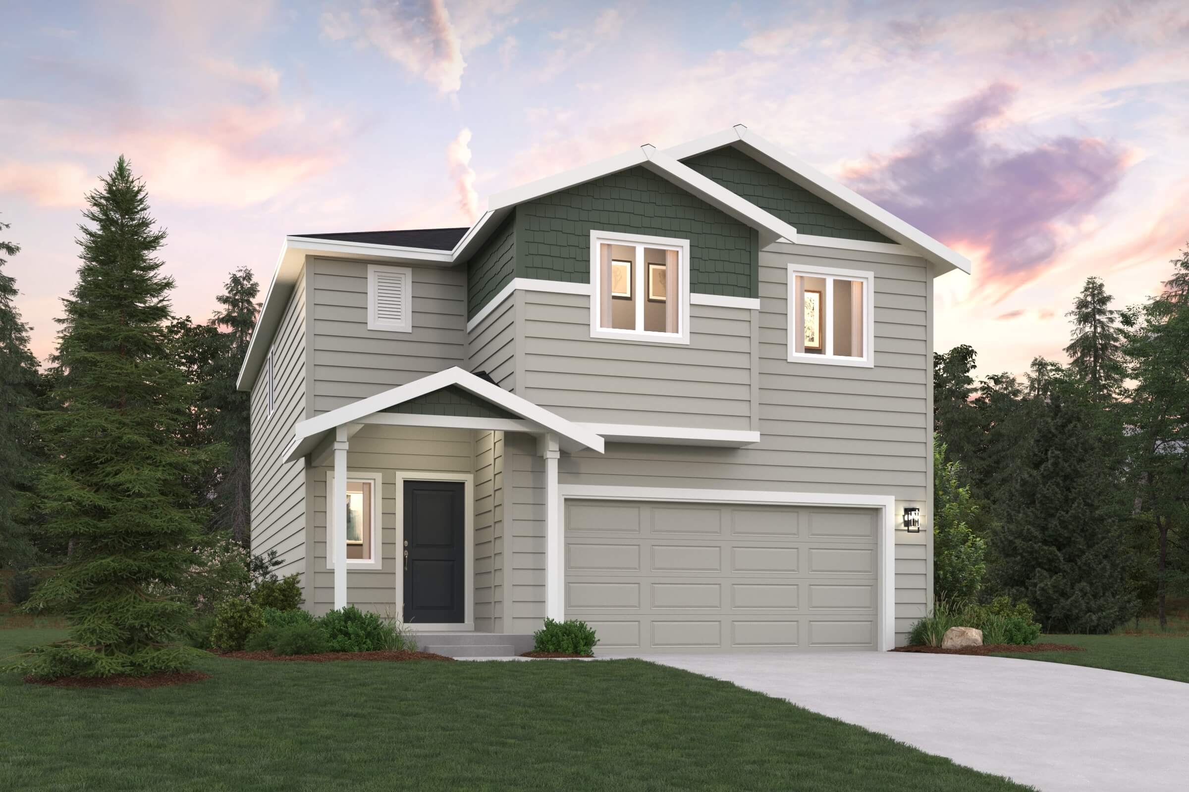 A house with a garage.