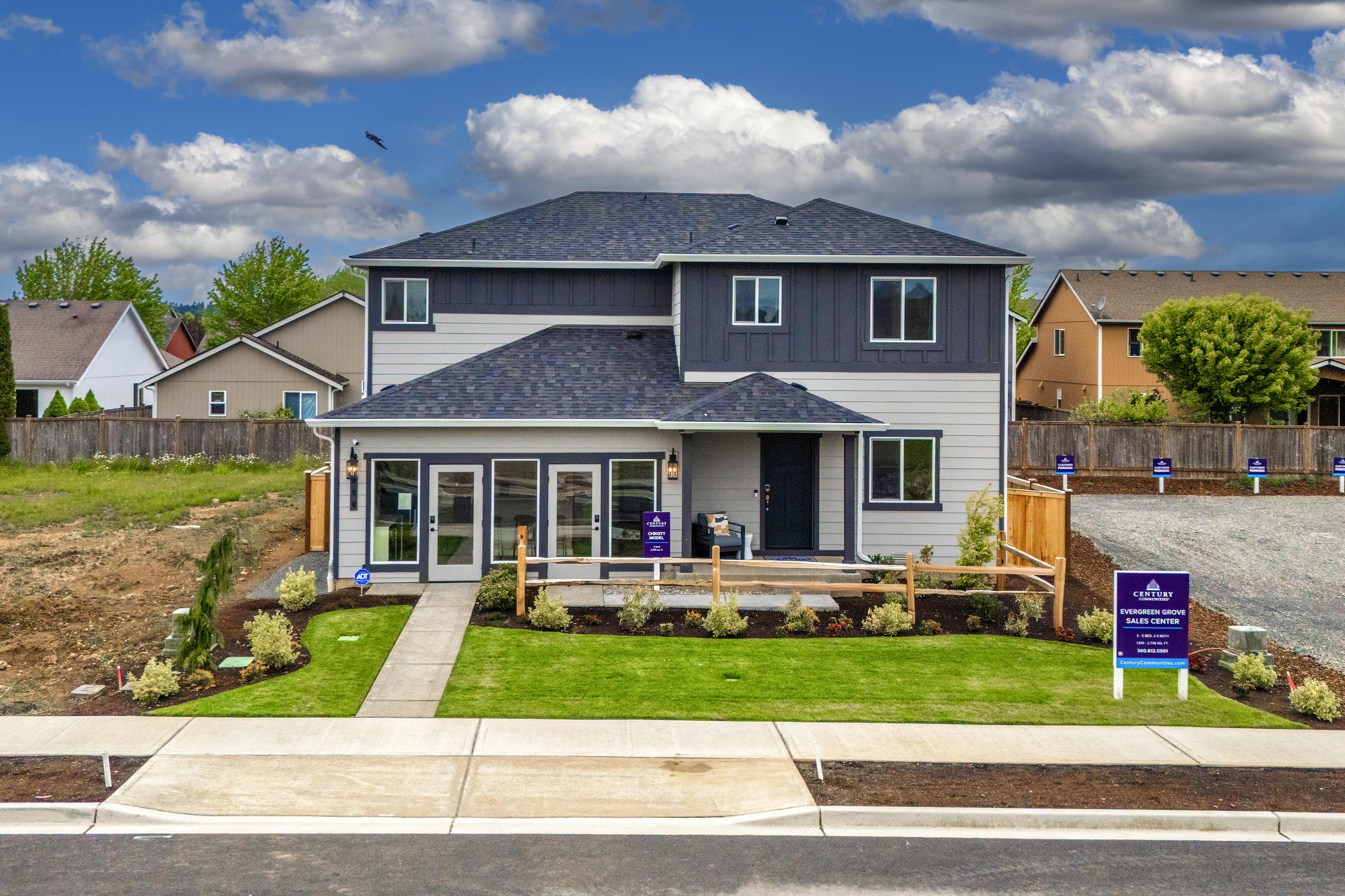 A house with a fence around it.