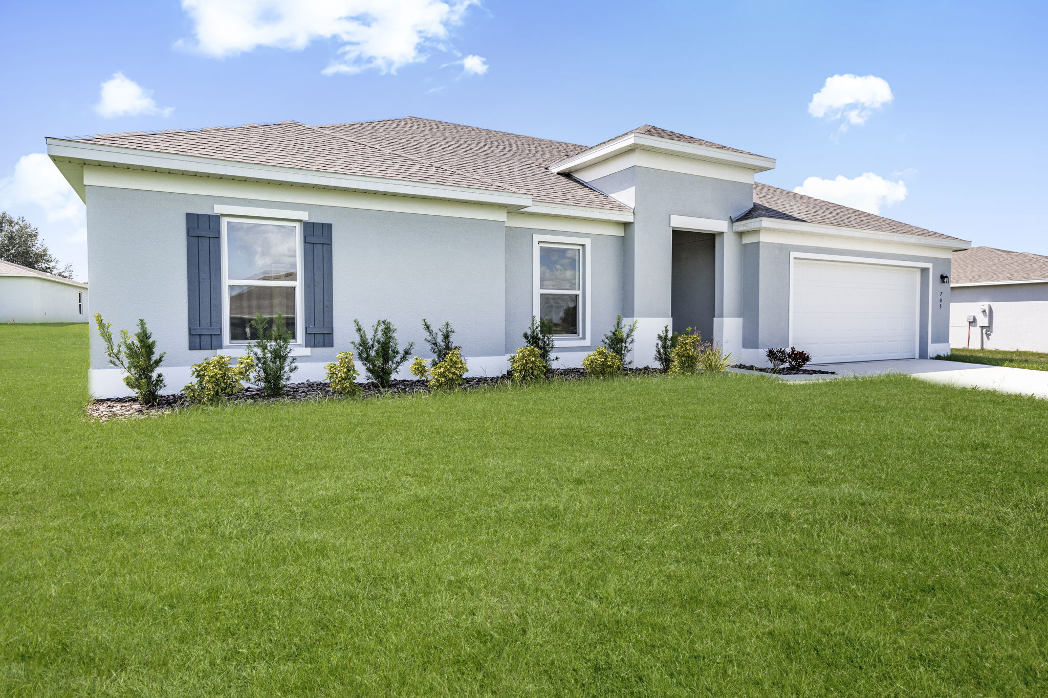 A house with a lawn.