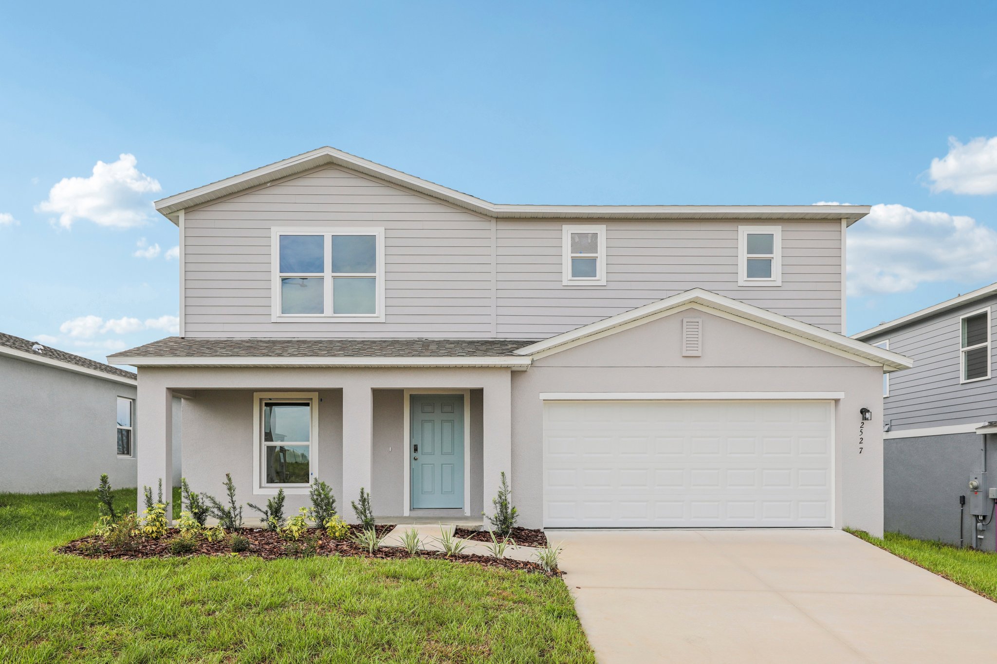A house with a garage.