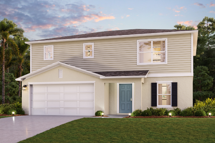 A house with a garage.