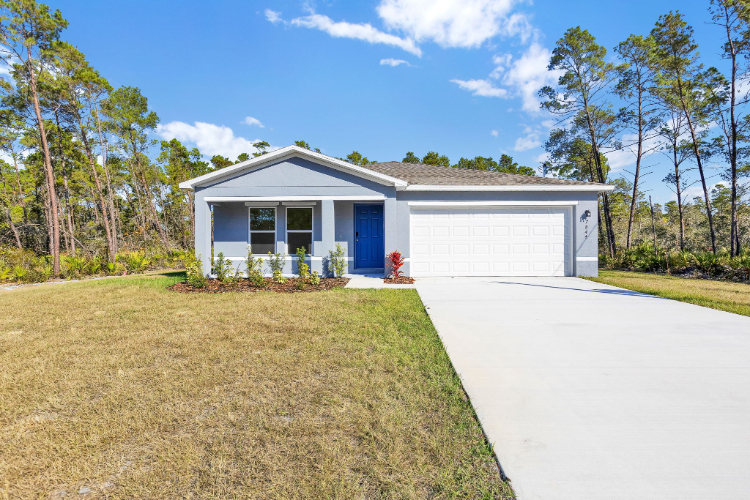 A house with a garage.